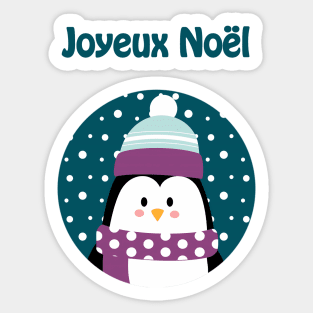 Joyeux Noel - Merry Christmas penguin wishes (French) Sticker